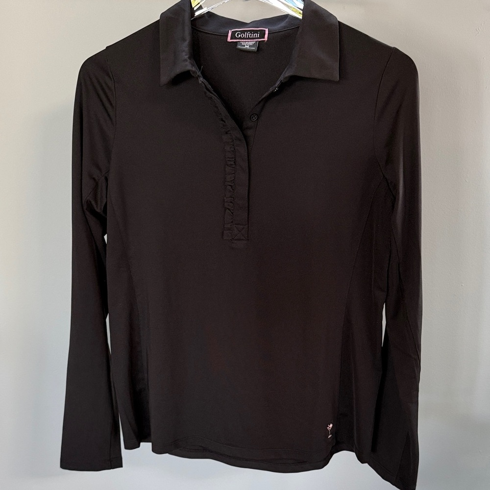 Golfini Black Long Sleeve Polo Shirt